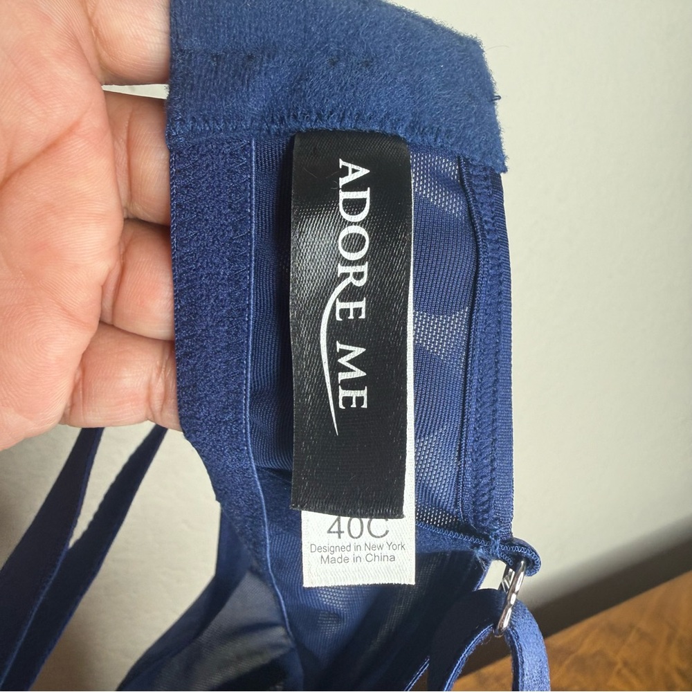 Adore Me bra bralette Navy silver lace Women’s Size 40C - Picture 4 of 6